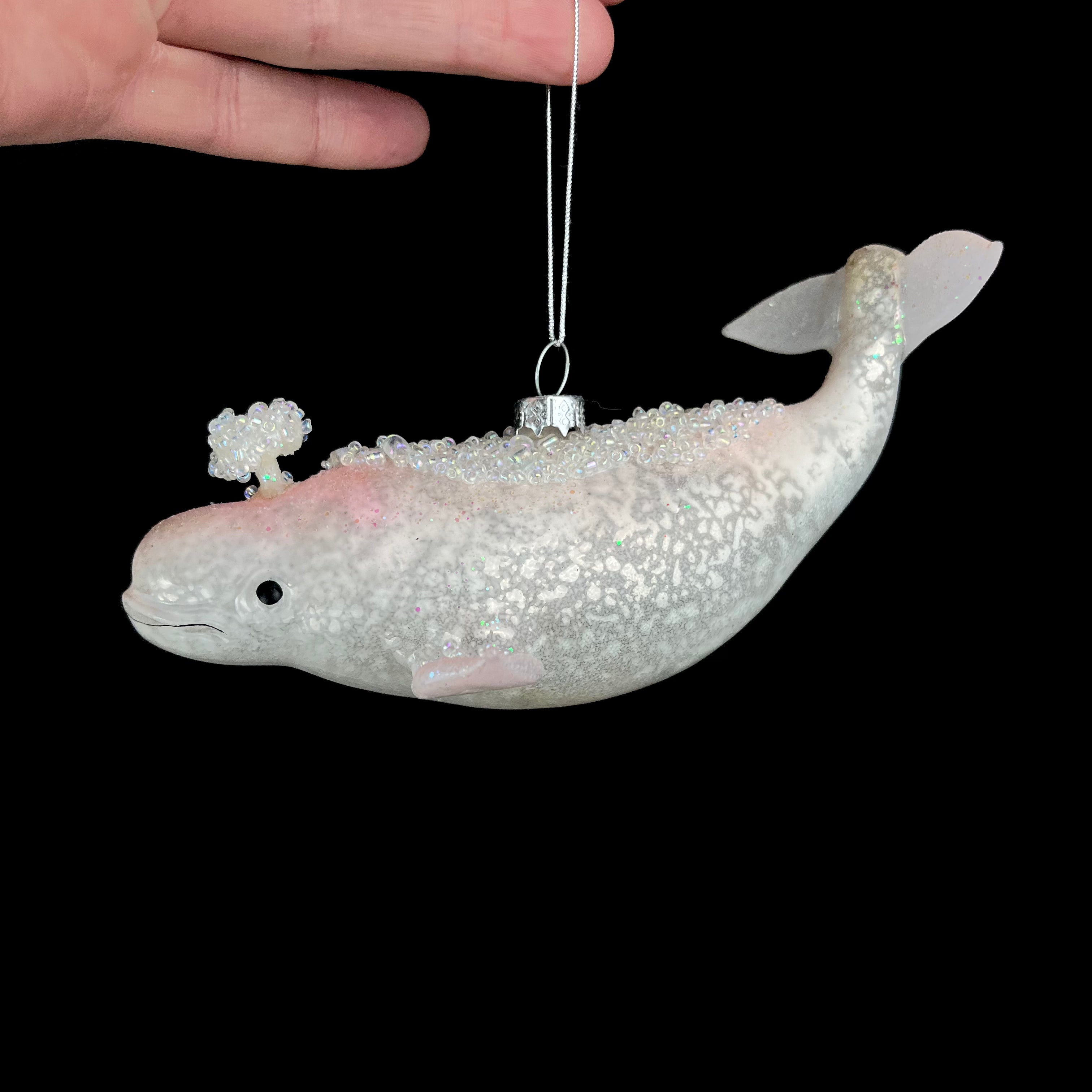 Side view of Beluga Whale Ornament