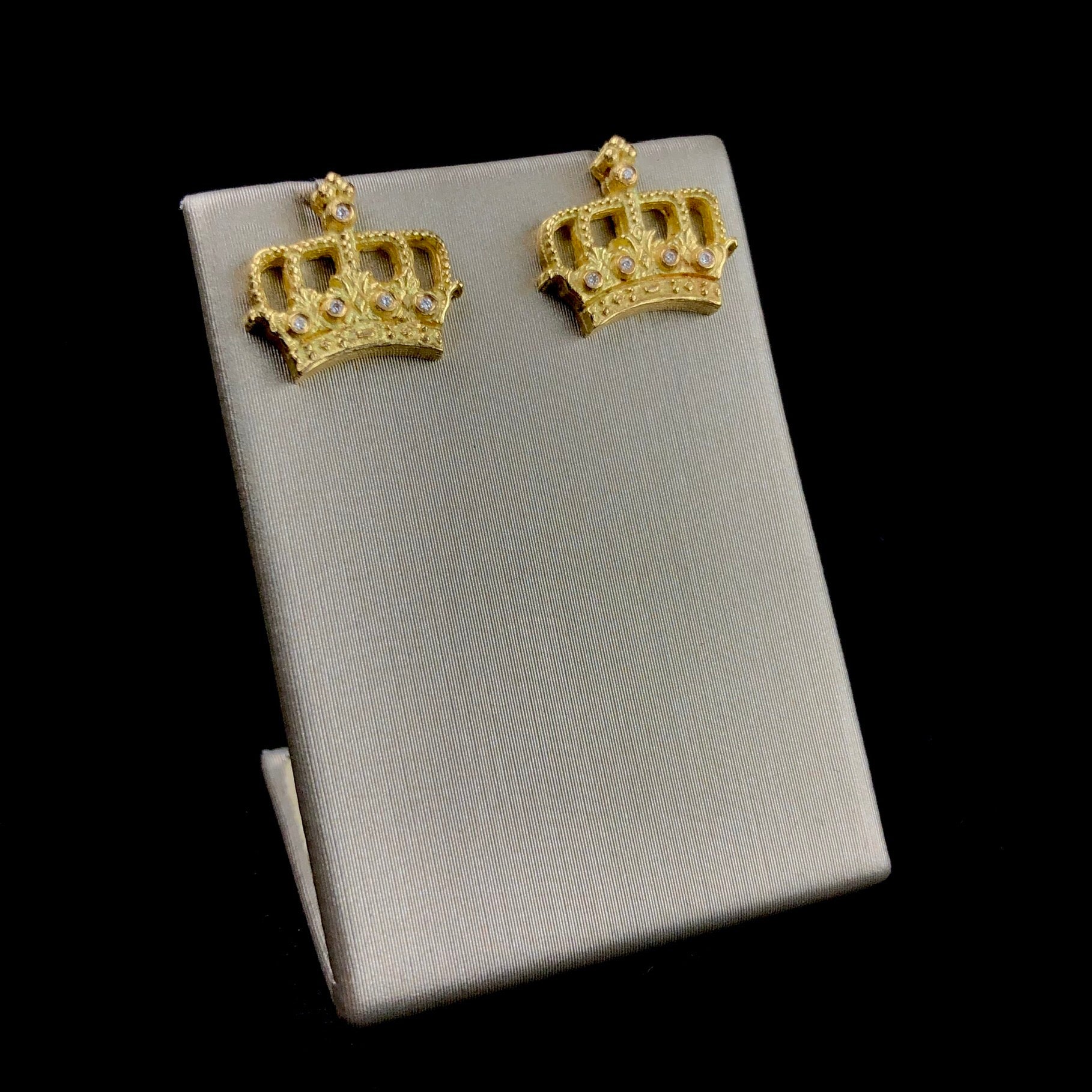 Front view of Crown Stud Earrings