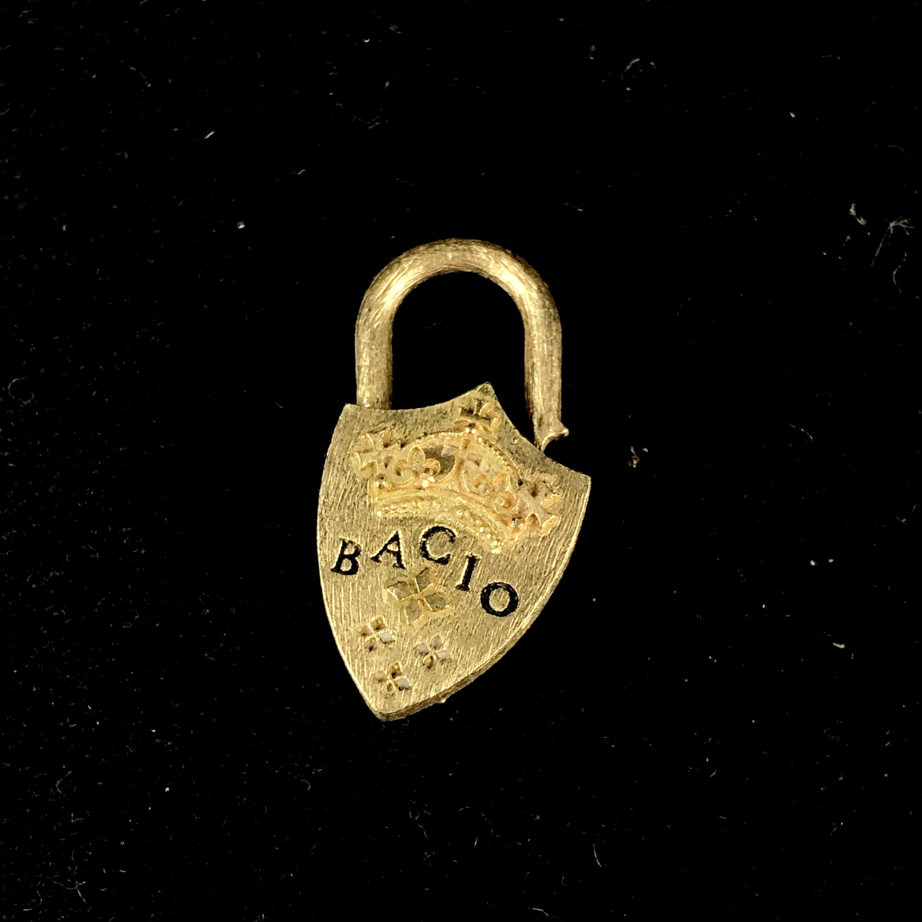 Back view of open Diamond Shield Padlock Charm