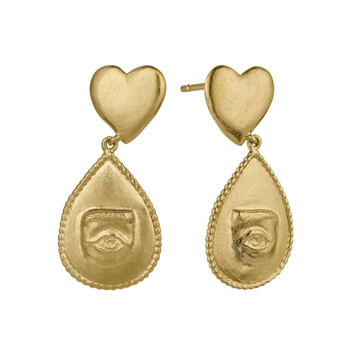 Gold Teardrop Eye Earrings