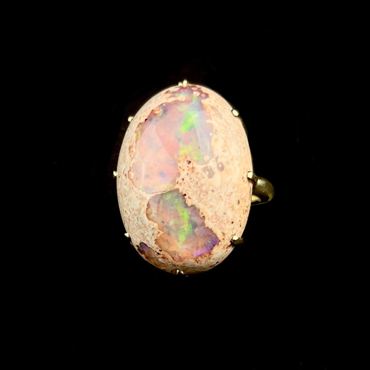 Front view of Mexican Fire Opal Ring