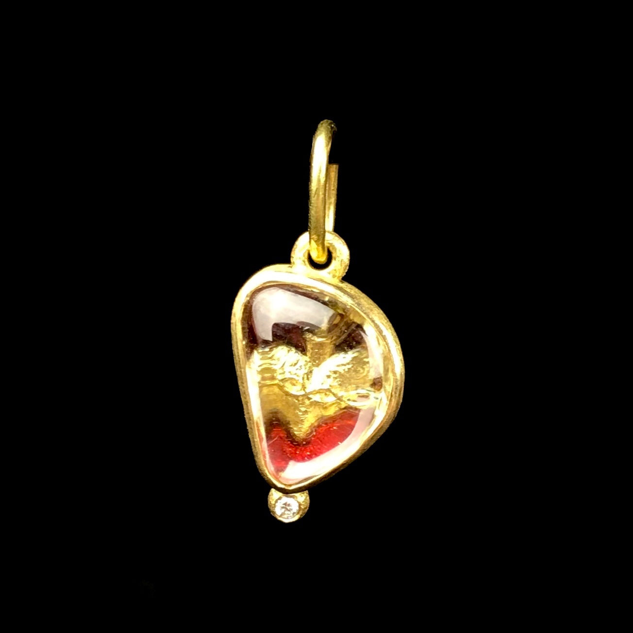 Front view of Red Enamel Sacred Heart Charm