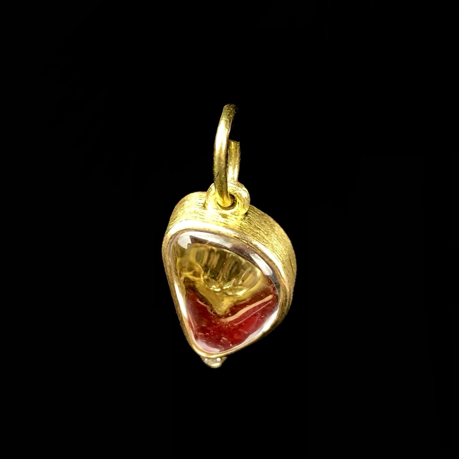 Top view of Red Enamel Sacred Heart Charm
