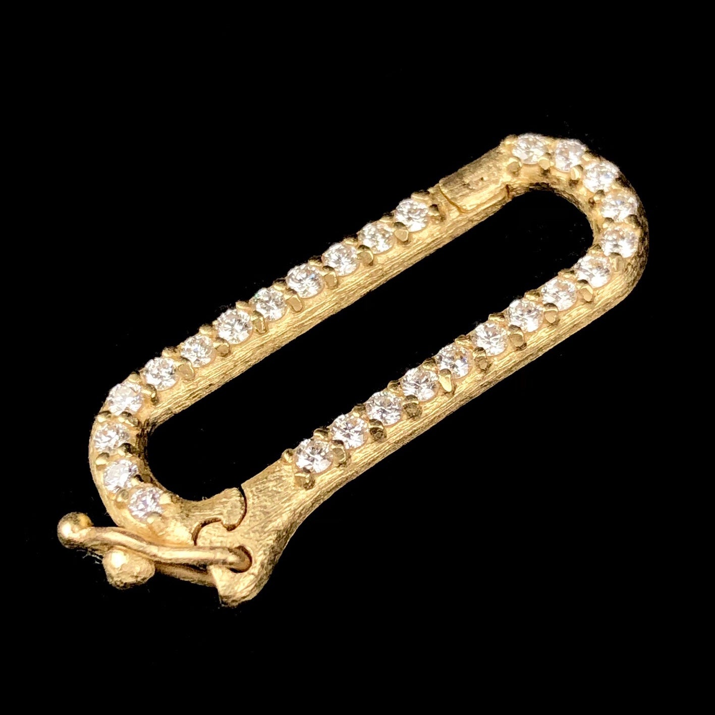 White Diamond Paperclip Charm Holder & Chain Closure shown in closed and locked position