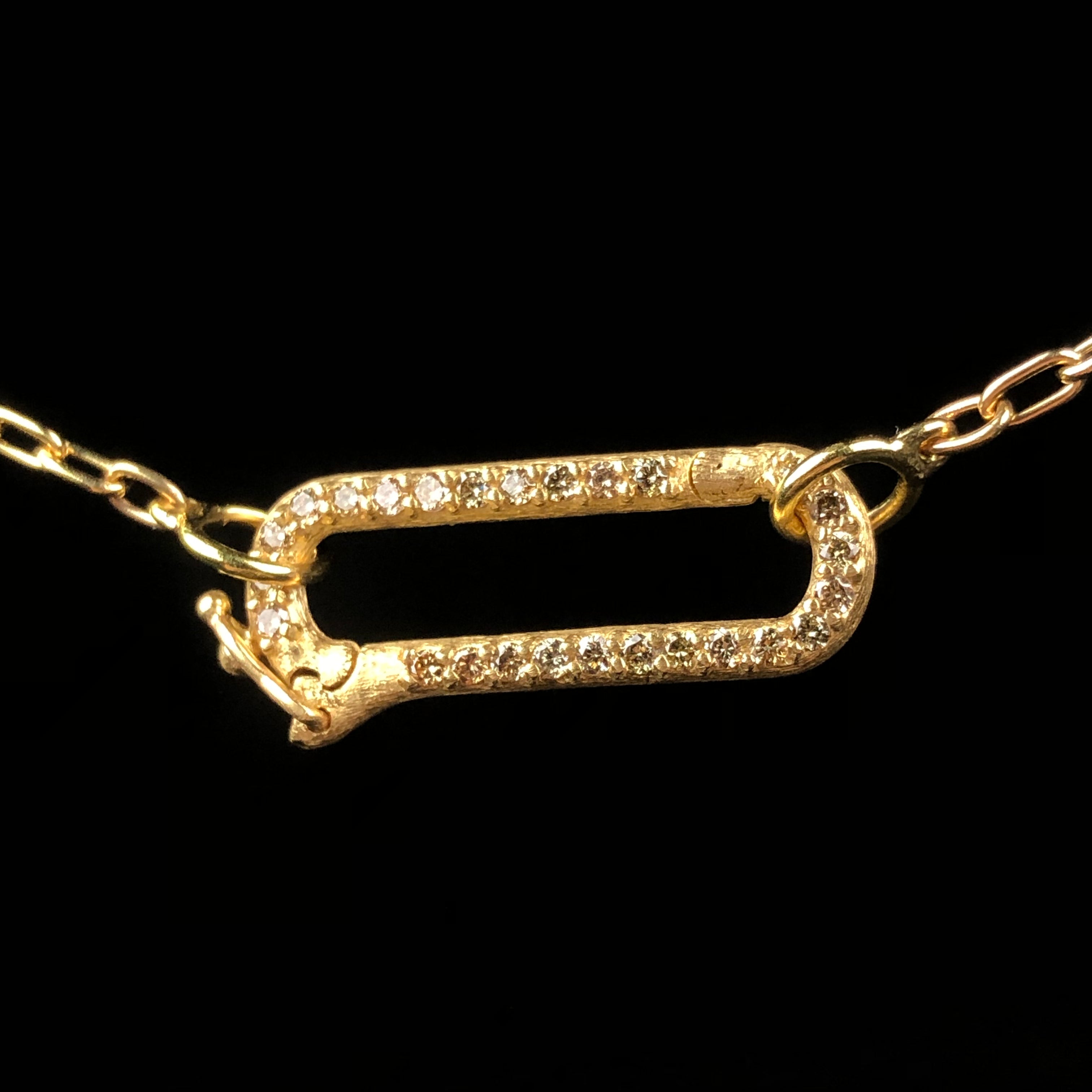 Champagne Diamond Paperclip Charm Holder or Chain Closure shown in closed and locked position