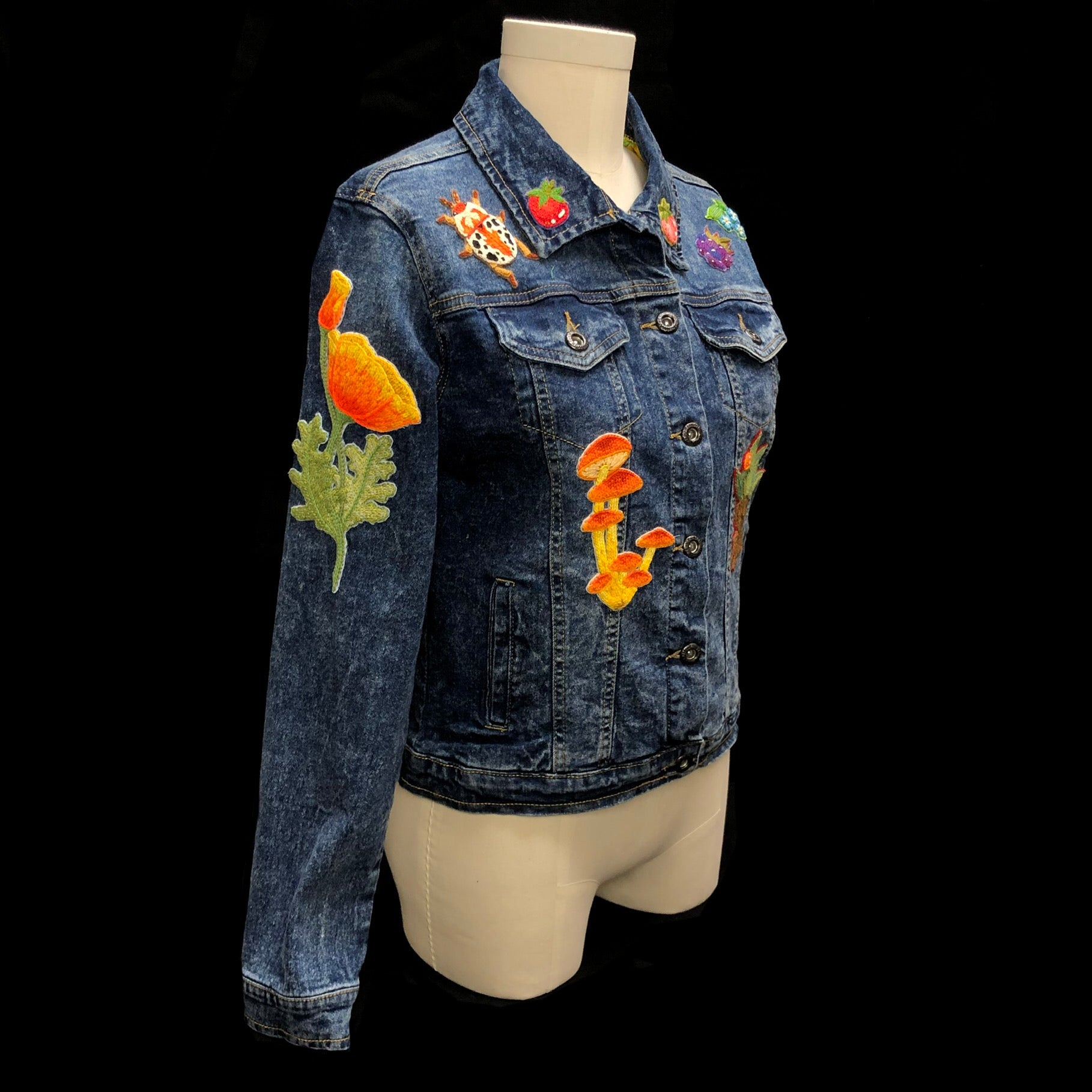 One of a Kinda Hand Embroidered Jean Jacket