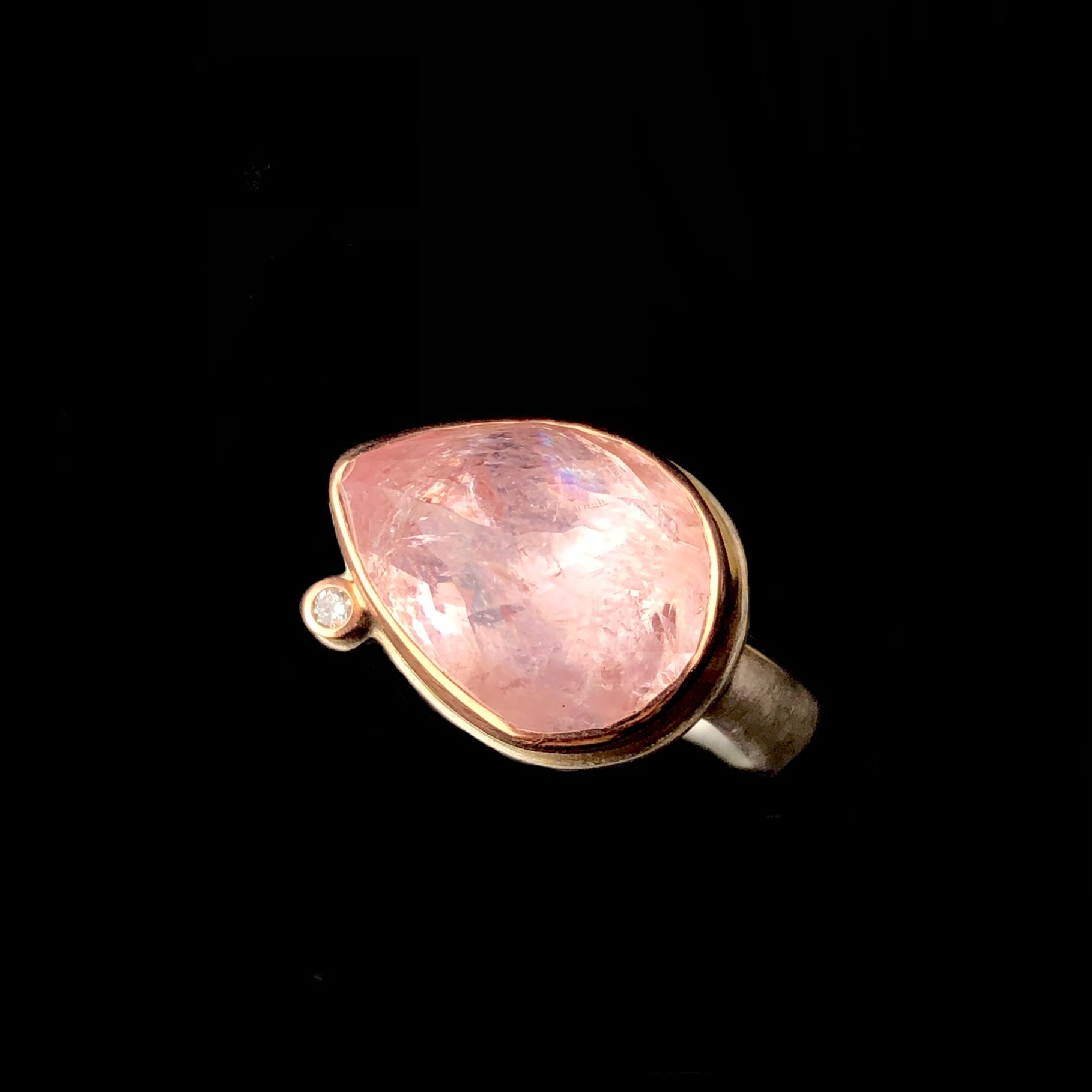 Top side view of Teardrop Morganite Ring