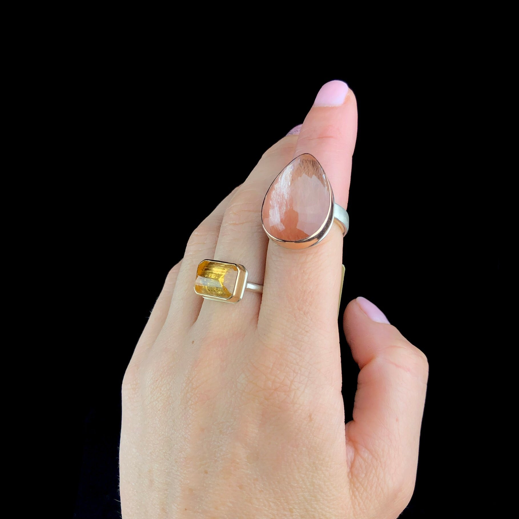 Ring shown on upper pointer finger