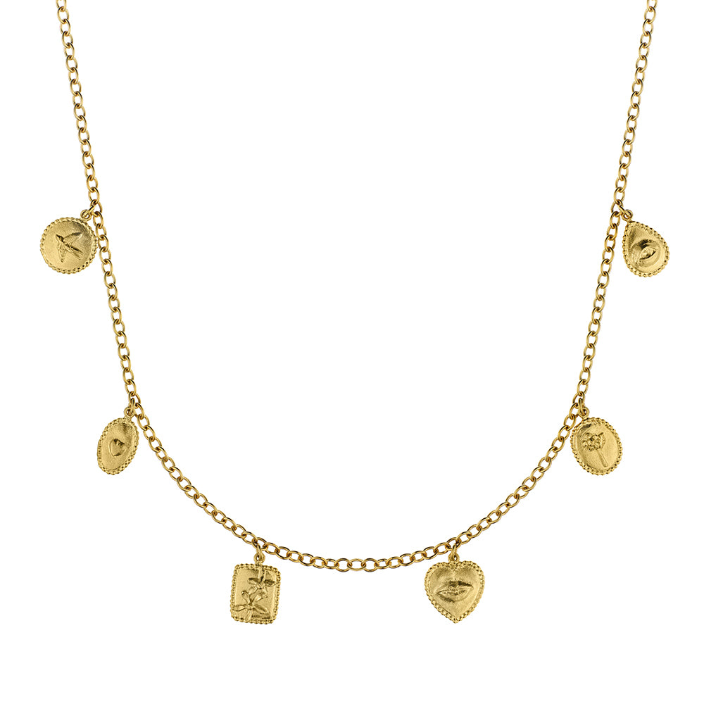 Front view of Small Gold Charm Necklace