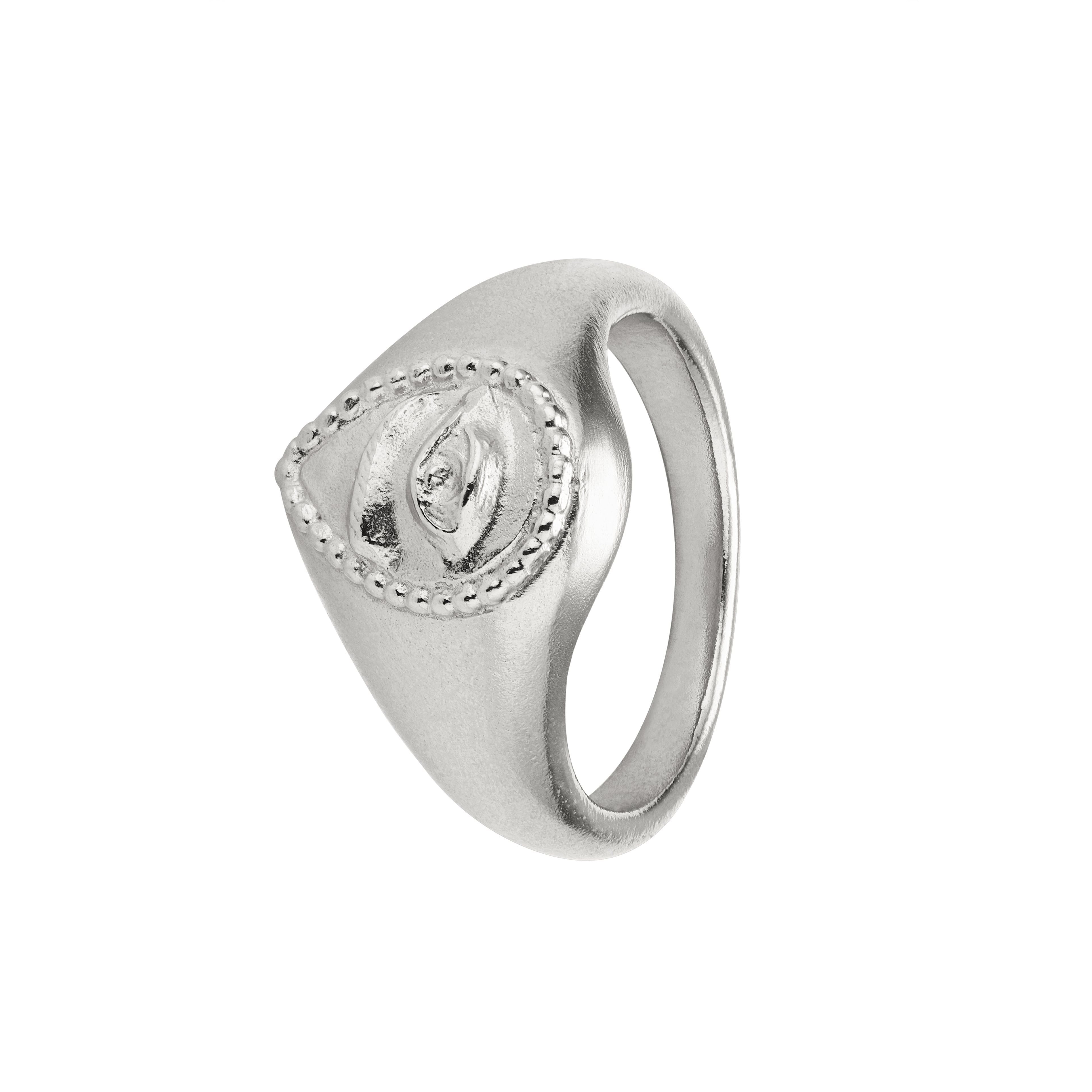 Side view of Silver Teardrop Eye Signet Ring